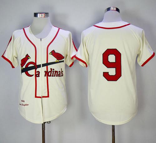 Mitchell And Ness 1946 Cardinals #9 Enos Slaughter Cream Throwback Stitched MLB Jersey